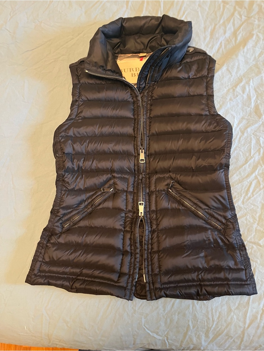 Burberry Britt Black Quilted Down Vest with DUAL ZIPPER! S/XS OFFERS OK